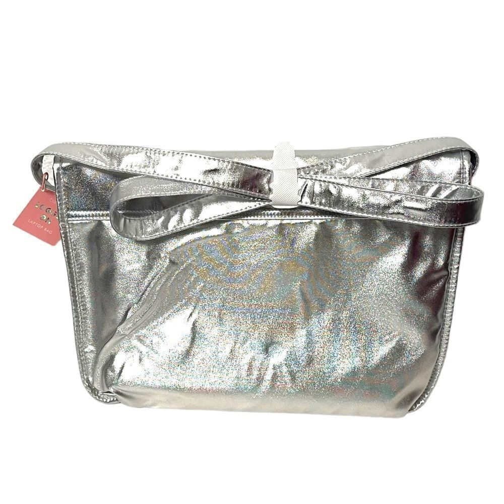 NWT BAN.DO Silver Faux Leather Logged On Laptop Bag - Picture 7 of 11